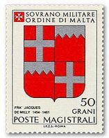 Chevaliers de Rhodes. Timbre, armes de jacques de milly. Cliquer pour agrandir l'image.