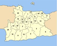 Le département d'Héraklion en Crète. Les cantons du département d’Héraklion (auteur Pitichinaccio). Cliquer pour agrandir l'image.