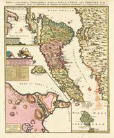 Connaissance de l'île de Corfou. Carte de Corfou vers 1718 par Joshua Ottens. Cliquer pour agrandir l'image.