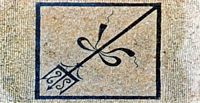 Le Quartier du Théâtre de Délos en Grèce. Mosaïque de la Maison au Trident. Cliquer pour agrandir l'image.
