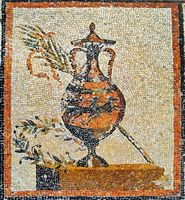 Le Quartier du Théâtre de Délos en Grèce. Mosaïque de la Maison au Trident. Cliquer pour agrandir l'image.