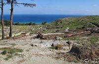 Dégâts de l'incendie de 2008 sur le site de Camiros à Rhodes. Cliquer pour agrandir l'image.