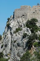 Le village et le château de Monolithos sur l’île de Rhodes. Forteresse de Monolithos. Cliquer pour agrandir l'image.