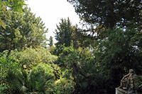 L’Achilleion, le palais de Sissi à Corfou. La statue de Byron dans le bois. Cliquer pour agrandir l'image.