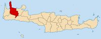 La ville de Platanias en Crète. Situation du dème (auteur Pitichinaccio). Cliquer pour agrandir l'image.