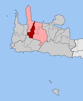 La ville de Platanias en Crète. Situation du canton de Voukolies (auteur Pitichinaccio). Cliquer pour agrandir l'image.