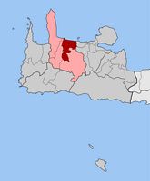 La ville de Platanias en Crète. Situation du canton de Platanias (auteur Pitichinaccio). Cliquer pour agrandir l'image.