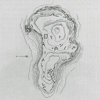 La ville de Vryssès en Crète. Plan du Kastéli de Kyriakosellia (auteur Giuseppe Gerola). Cliquer pour agrandir l'image.
